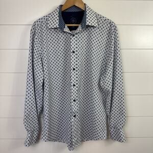 Construct Pattern Slim Fit No Iron Button Front Shirt Multicolor sz L